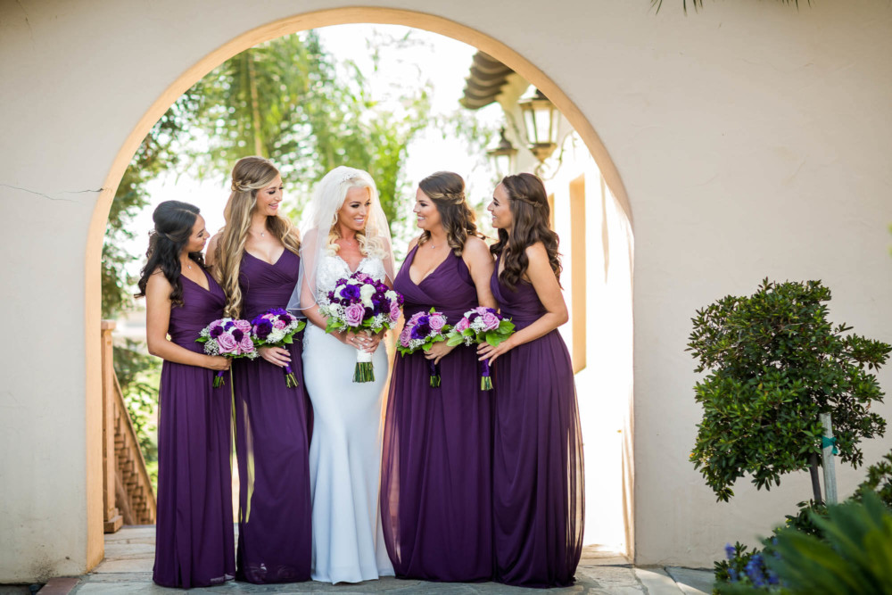 Bridesmaids portrait under the arch at Copper River Country Club