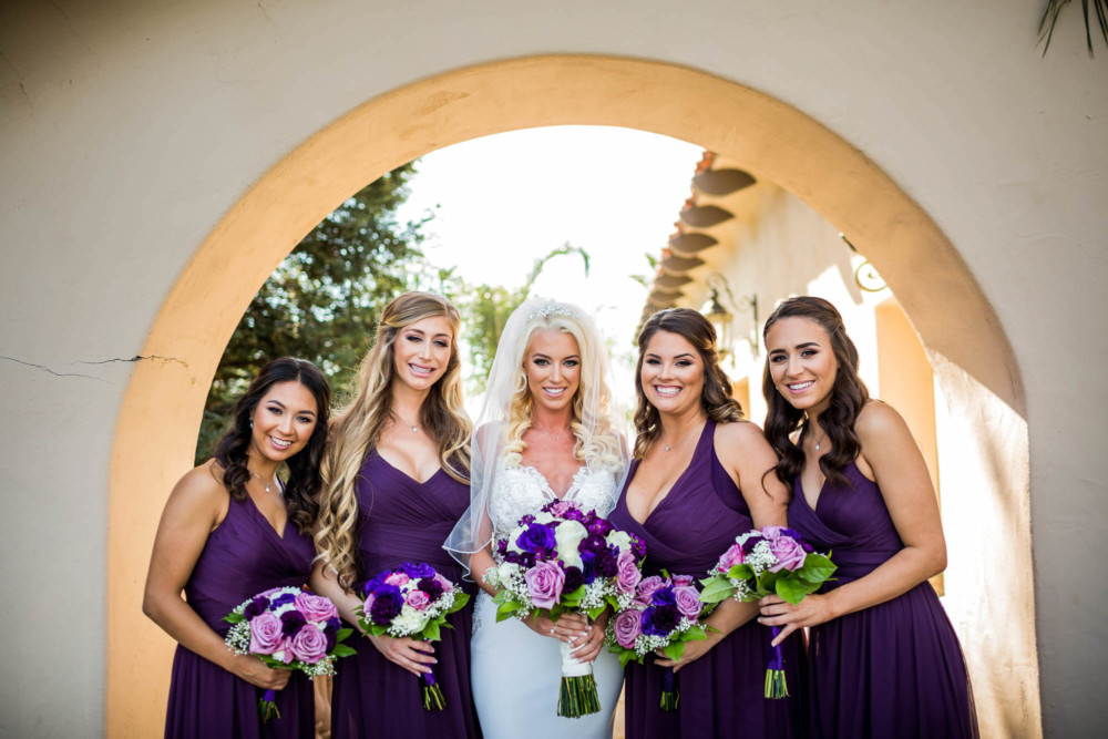 Bridesmaids portrait under the arch at Copper River Country Club