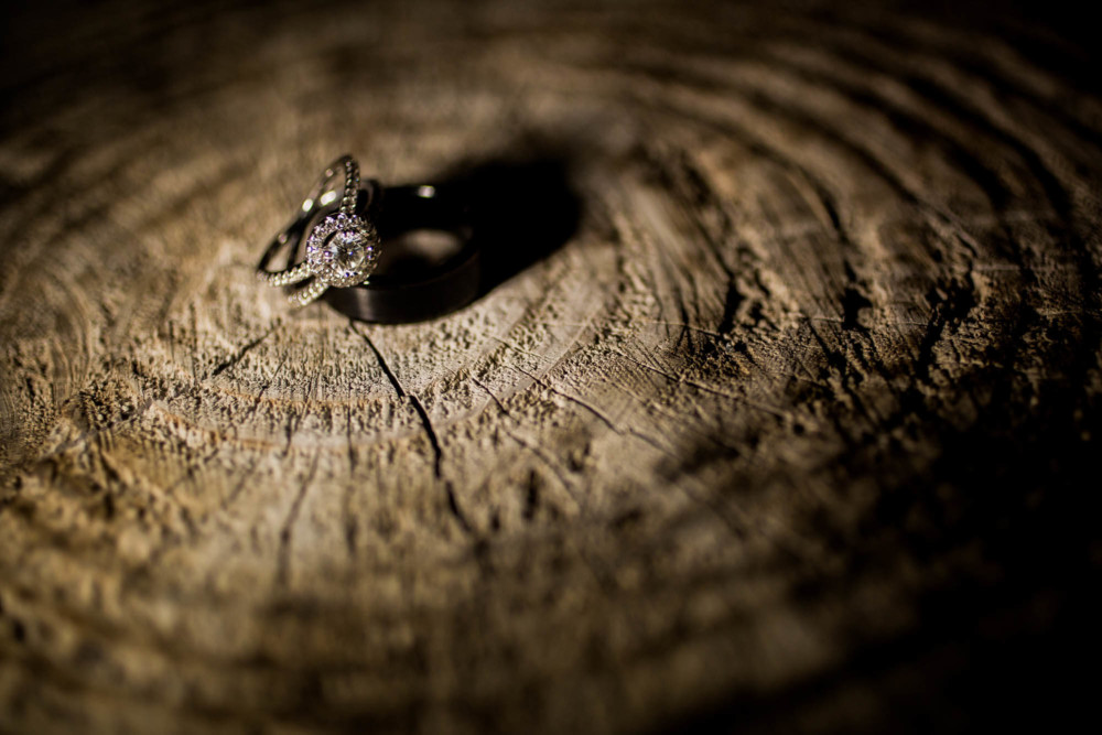 Detail photograph of the bride and groom's wedding rings