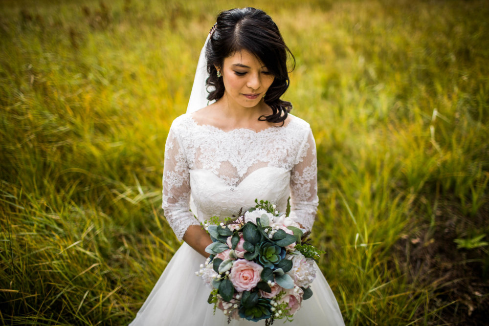 Portrait of a bride in a meadow
