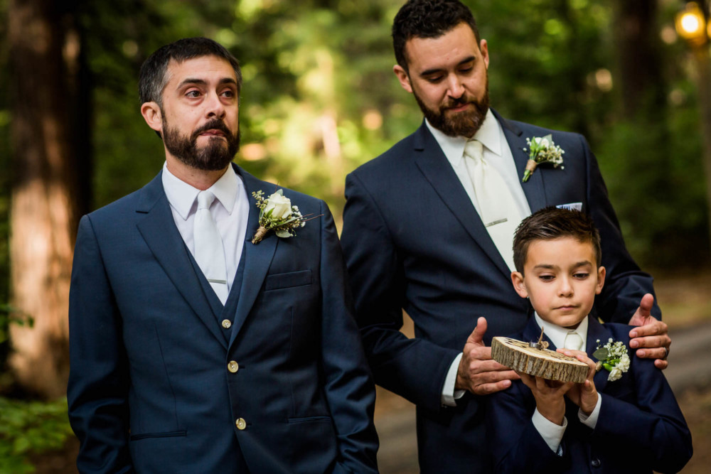 Groom fights emotions watching his bride come down the aisle