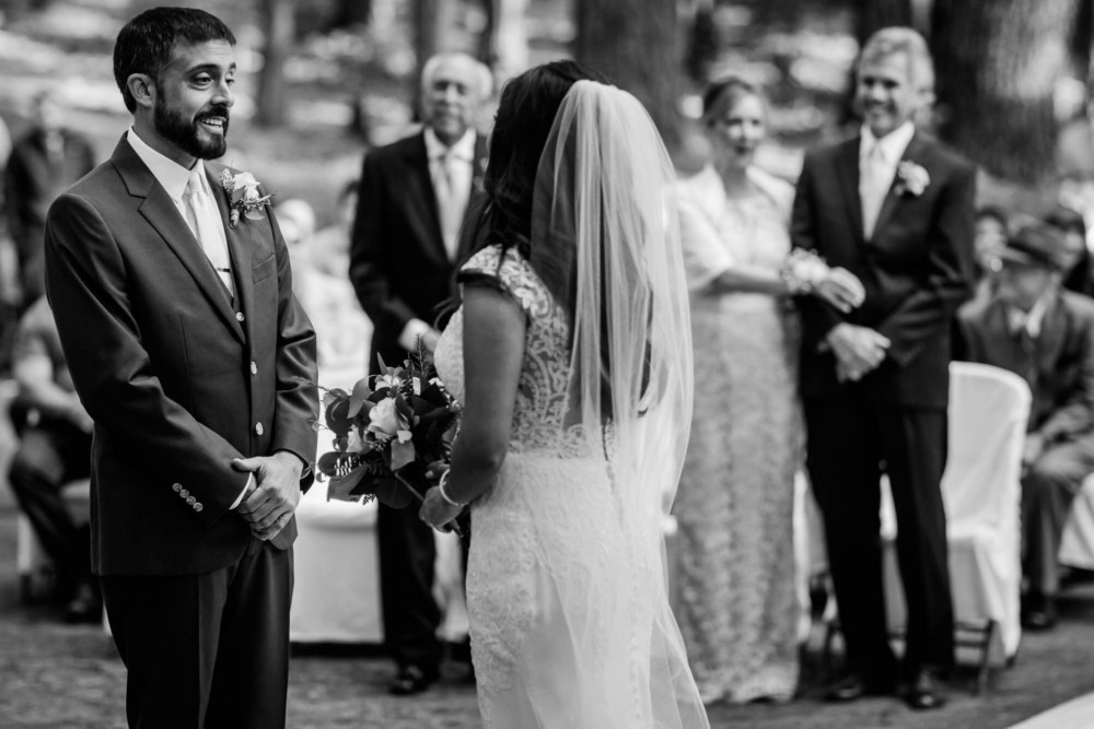 Groom says his vows to his bride during the wedding ceremony