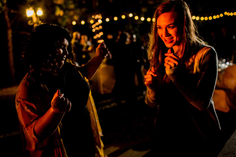 Wedding guests dance at Paradise Springs near Oakhurst, CA