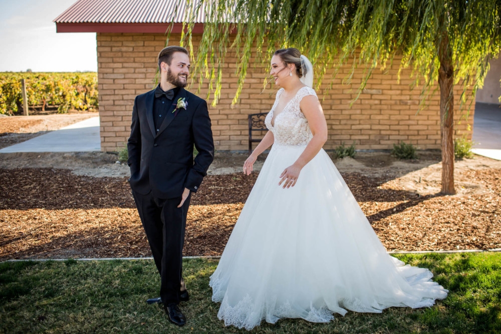 Bride and Groom's first look at Moravia Winery