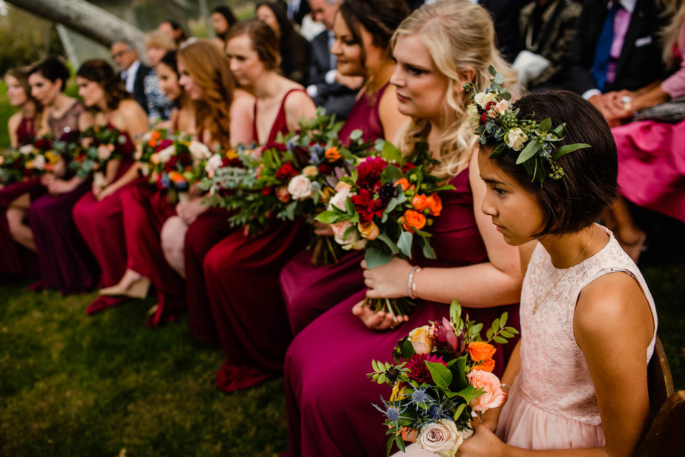 Bridemaids sitting during a wedding ceremony