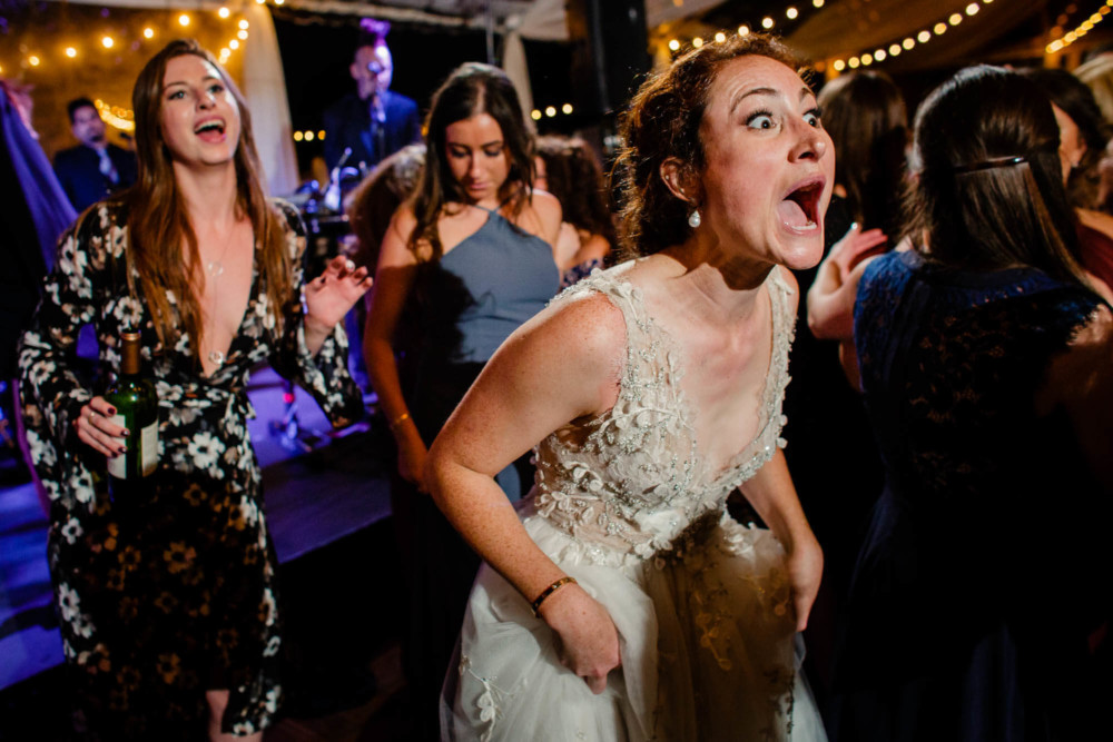 Bride dancing at a wedding reception