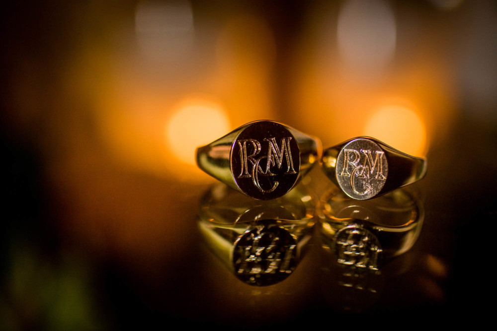 Matching pinky rings for the bride and groom