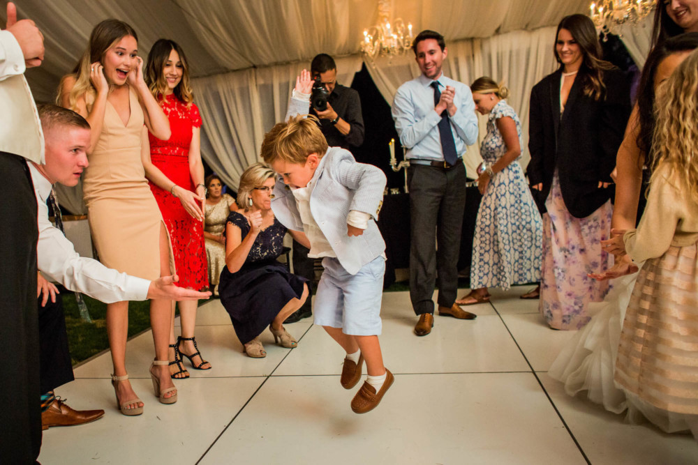 Wedding guests dance during a wedding reception