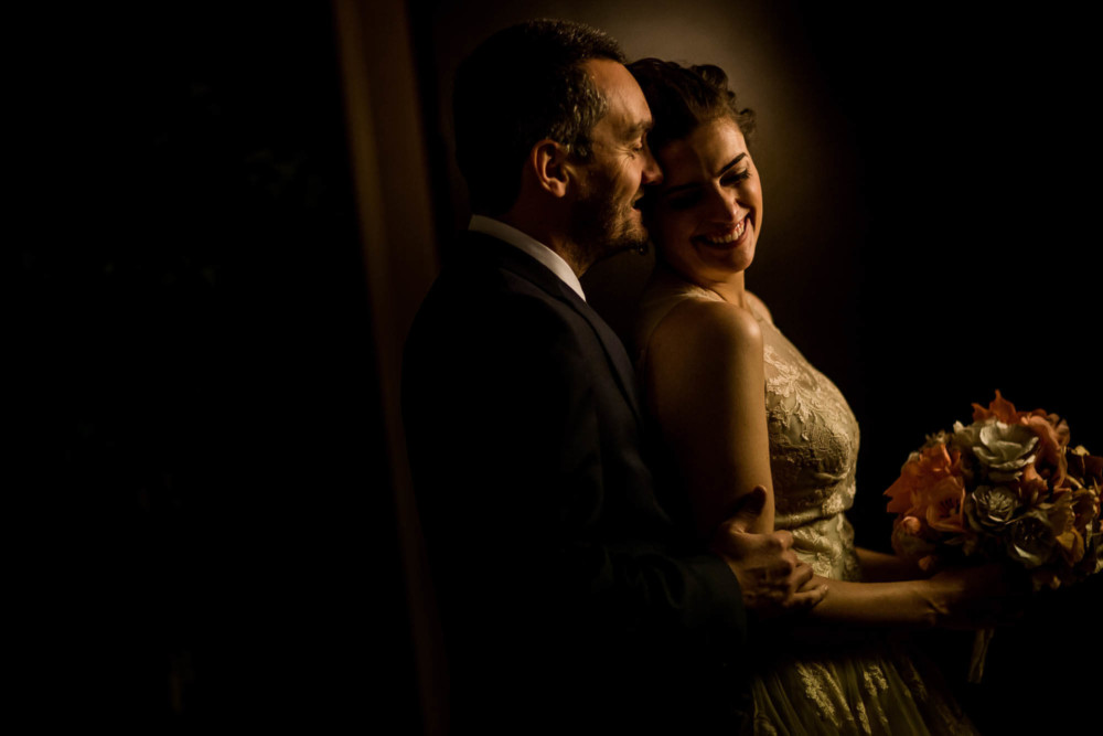 Dramatic portrait of the bride and groom