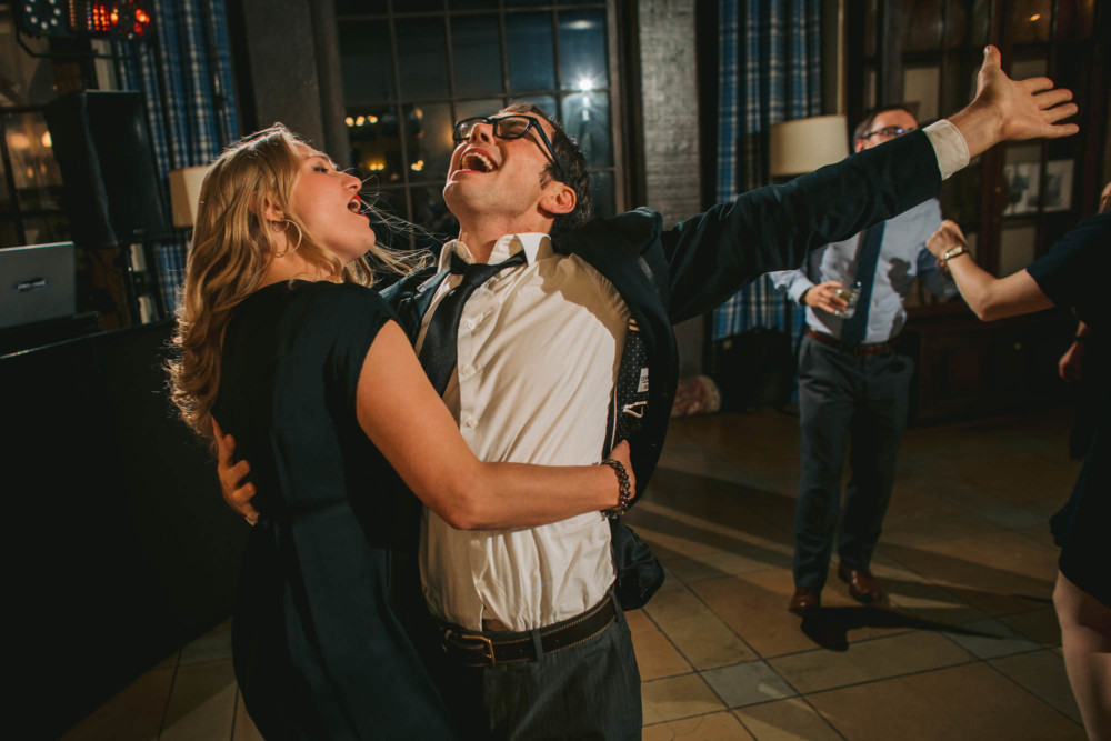 Couple dancing at a wedding reception at the Majestic Yosemite Hotel