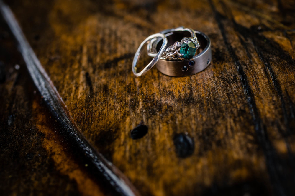 Detail of the bride and groom's wedding rings