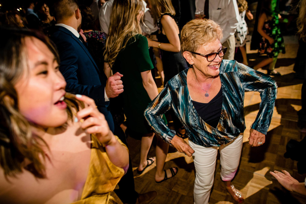 Grandma dancing on the dancefloor at a wedding reception